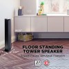 Bluetooth Tower Speaker with Built-in Subwoofer - BlueSYNC STW Floor Standing Speaker Tower with Thumping Bass, Immersive 120W Peak Power, AUX, Flash Drive MP3, FM Radio, USB Port (Single)