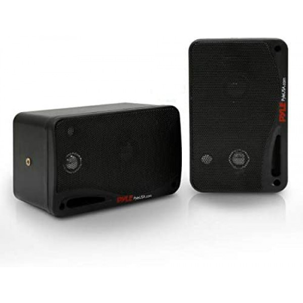 Outdoor Waterproof Wireless Bluetooth Speaker - 3.5 Inch Pair 3-Way Active Passive Weatherproof Wall, Ceiling Mount Dual Speakers System w/Heavy Duty Grill, Patio, Indoor Use