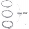  3 Pcs Basic Stainless Steel Wheat Chain Braclet Wristband Jewelry for Men Boys,7.4/8.2/9 Inches