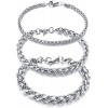  3 Pcs Basic Stainless Steel Wheat Chain Braclet Wristband Jewelry for Men Boys,7.4/8.2/9 Inches